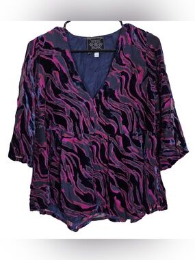Johnny Was SELENE Tiered Silk Blouse